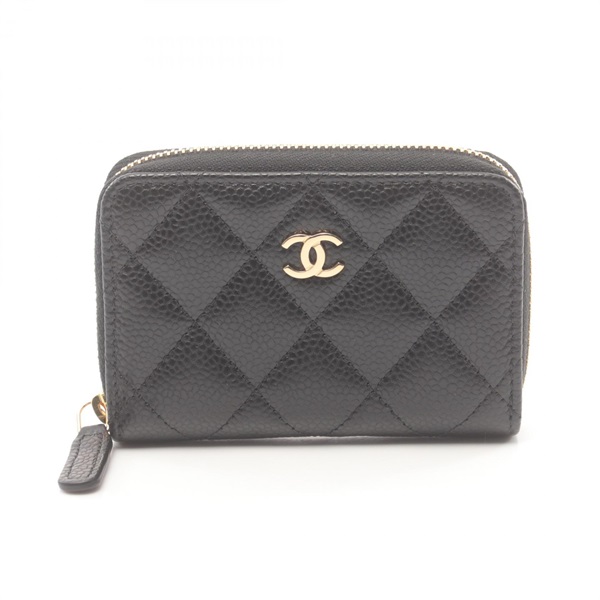 CHANEL Classic Zip Matelasse coin purse AP0216 Caviar Skin Grained Calf Black CC