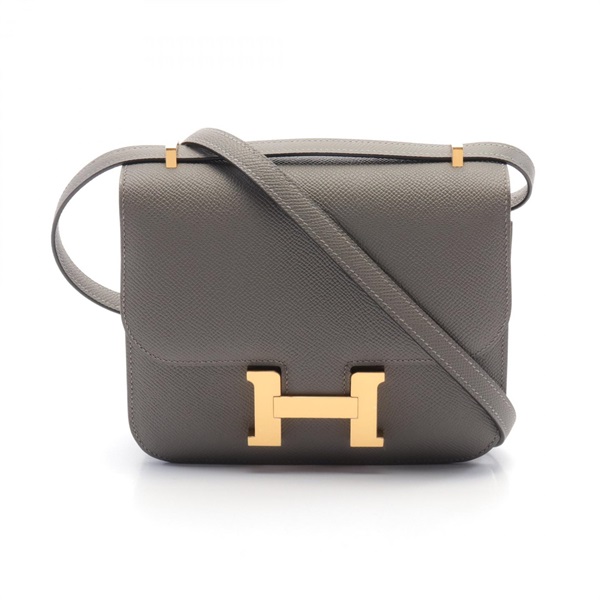 HERMES Constance Mini Miroir Grimeyer Shoulder Bag Epsom Gray GHW