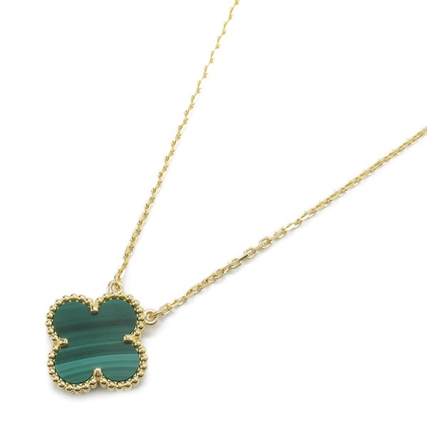 Van Cleef 
Arpels Vintage Alhambra Necklace Pendant K18 YG Gold Malachite Green