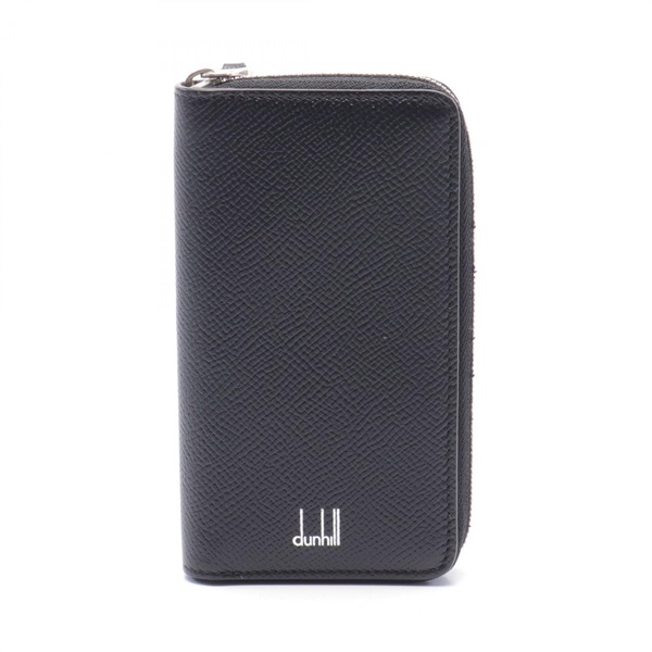 Dunhill Zip Around key holder case leather Black Used mens