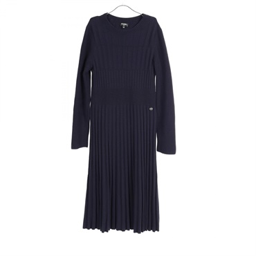 CHANEL Dress P59747K07800 wool Navy Used Women size 38