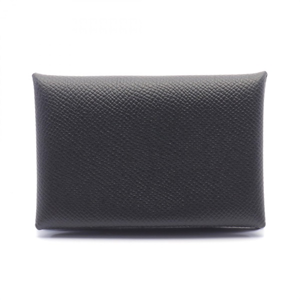 HERMES Calvi coin purse wallet W Epsom leather Black Used SHW