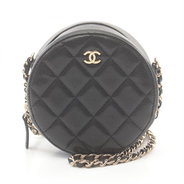 CHANEL Matelasse chain Shoulder crossbody Bag AP0245 Grained Calf Black Used GHW