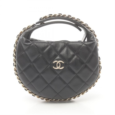 CHANEL Matelasse Mini Hand bag AP3095 Lambskin Black Used GHW