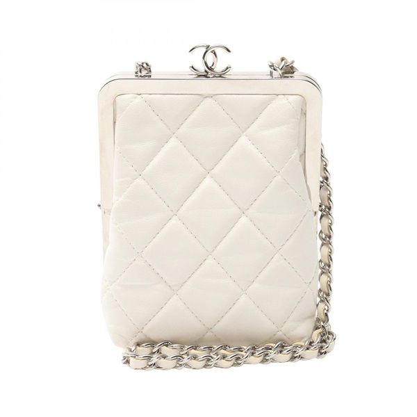 CHANEL Matelasse chain crossbody Shoulder Bag AP2496 leather Plastic White SHW