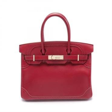 HERMES Birkin 30 Gillies Ruby Handbag Tadelakt Leather Bordeaux Used Women GHW