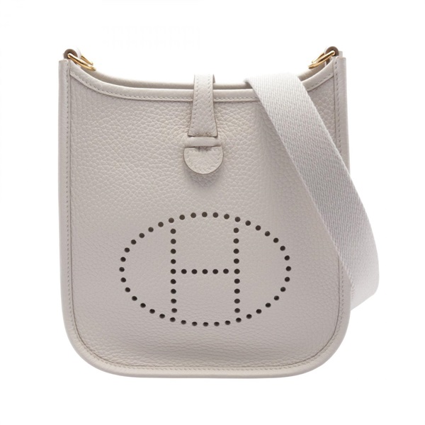 HERMES EvelyneTPM Gris pale Shoulder Bag Taurillon Clemence White Used Women