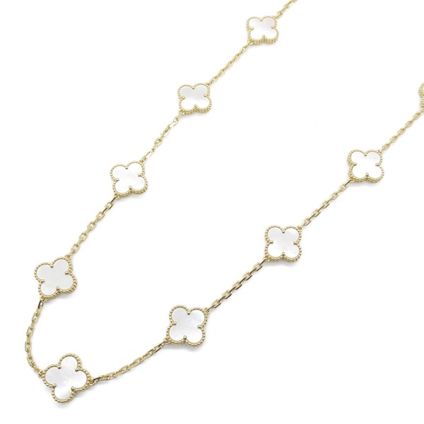 Van Cleef 
Arpels Vintage Alhambra long Necklace K18 YG Gold Mother of pearl