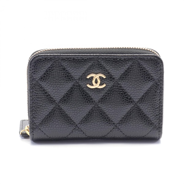 CHANEL Classic Zip Matelasse coin purse AP0216 Caviar Skin Grained Calf Black CC