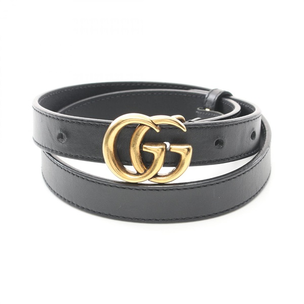 GUCCI Double G belt ceinture 49417.AP00T.70.28 leather Black Used