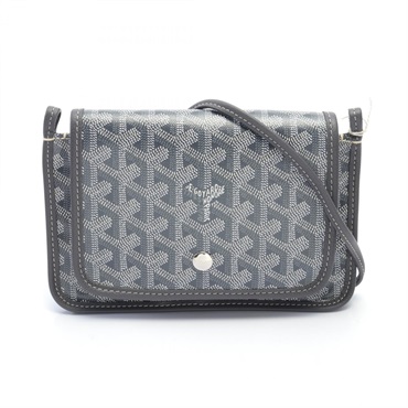 GOYARD plume wallet on Shoulder Bag canvas leather Gray White Used Women