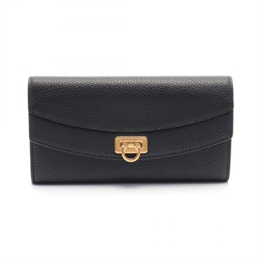 Salvatore Ferragamo Gancini Bifold purse JL-220023 leather Black Used Women