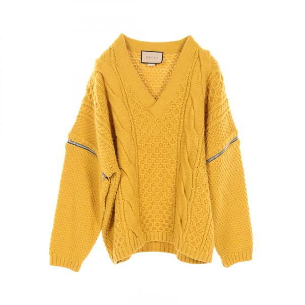 GUCCI knitwear sweater M size detachable sleeves 673684 XKB22 wool Yellow Used