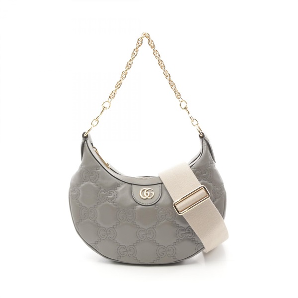 GUCCI GG Matelasse Hand chain shoulder crossbody bag 739709 leather Gray Used