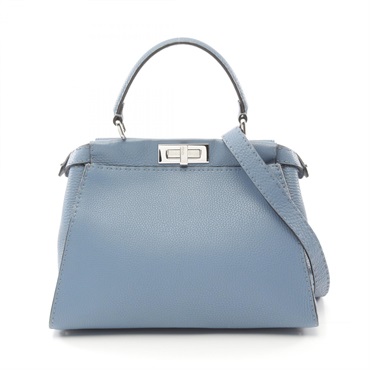 FENDI Peekaboo Regular Selleria 2way Handbag 8BN290 leather Blue Used Women