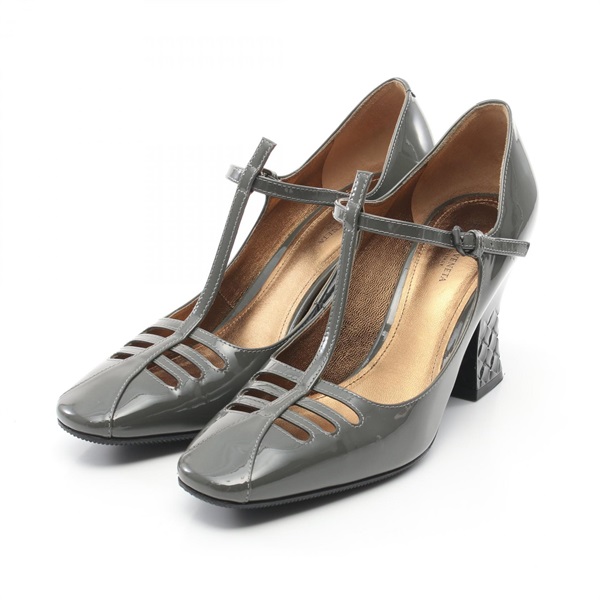 BOTTEGA VENETA pumps Heels Patent leather Gray Used Women #37 1/2