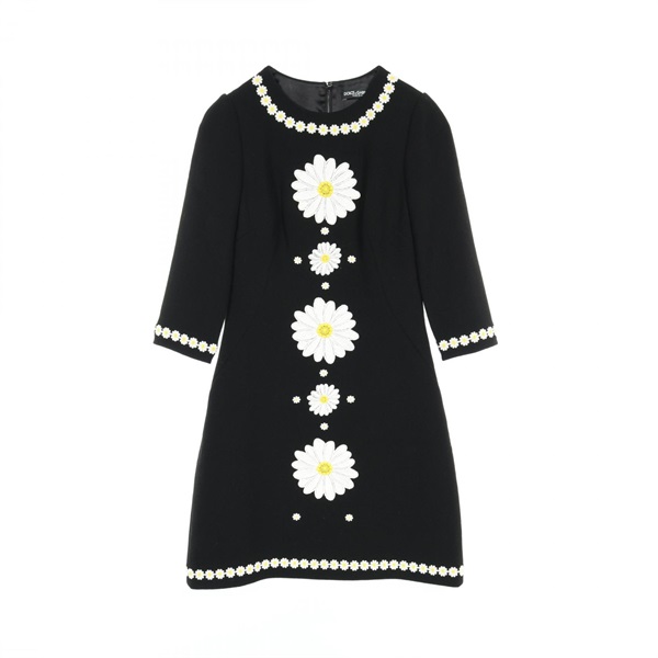 DOLCE 
GABBANA Dress F6UM4Z wool Black White Yellow Used Women #36