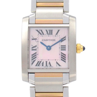 CARTIER Tank francaise SM Wrist Watch W51027Q4 Quartz K18PG（Rose Gold） Stainless Steel Used Women