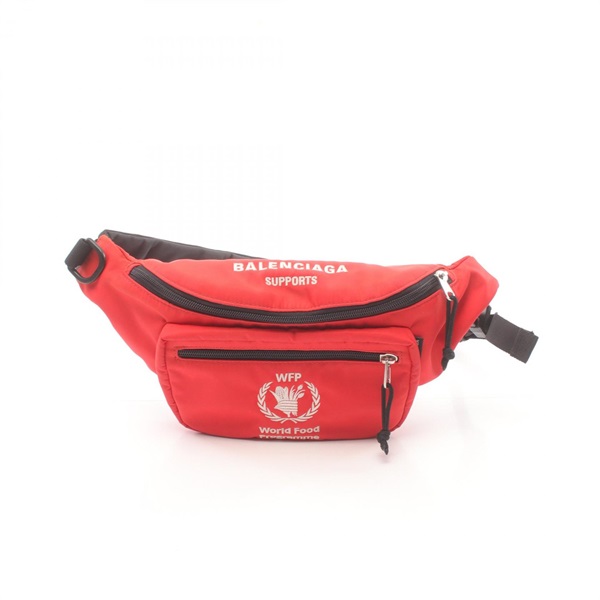 BALENCIAGA WORLD FOOD PROGRAMME Waist bag 539522 Nylon Red Used unisex