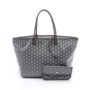 GOYARD Saint Louis PM Tote shoulder Bag canvas leather Gray White Used