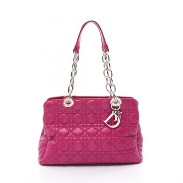 Dior Canage Chain Shoulder Bag leather Pink Used Women SHW