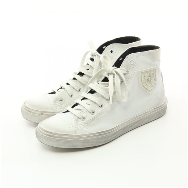 SAINT LAURENT PARIS sneakers #38.5 high-cut shoes lace-up 520554 leather White