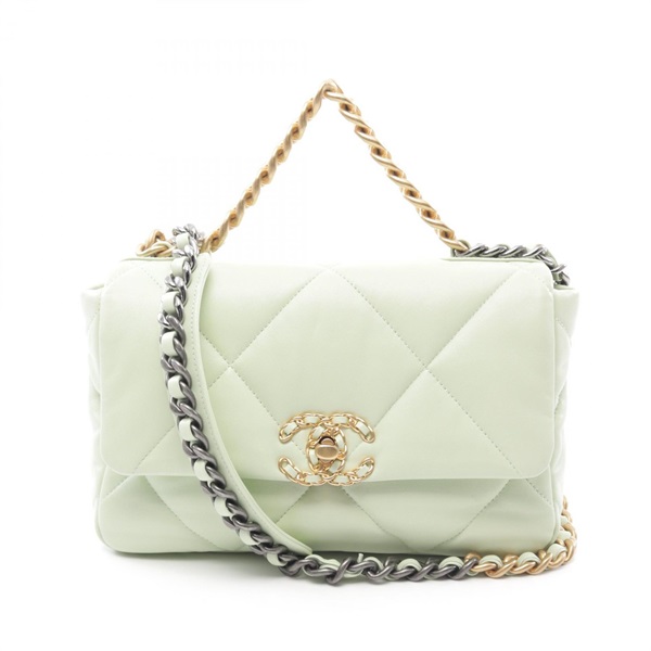 CHANEL 19 dix-neuf Matelasse chain Shoulder Bag AS1160 leather pastel Green Used