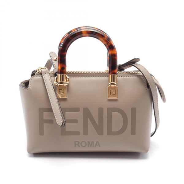 FENDI By The Way Mini 2way shoulder Handbag 8BS067 leather Beige Used Women logo