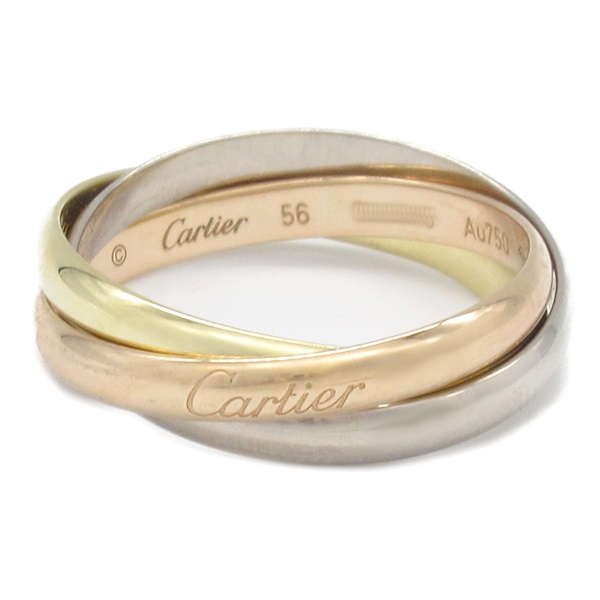 CARTIER Trinity SM Ring K18 YG PG WG Yellow Rose White Gold Used #56