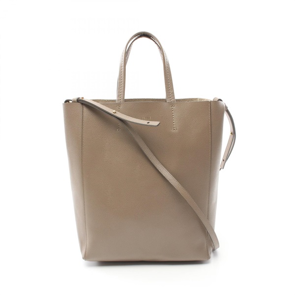 CELINE Vertical Small Cabas Shoulder Tote Bag 189813 leather Beige Used Women