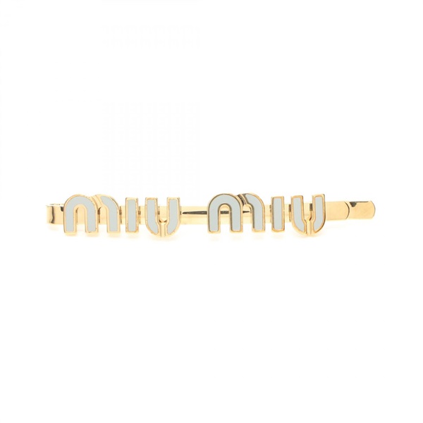 Miu Miu logo hair pin accessories 5IF146 Gold Plated Used