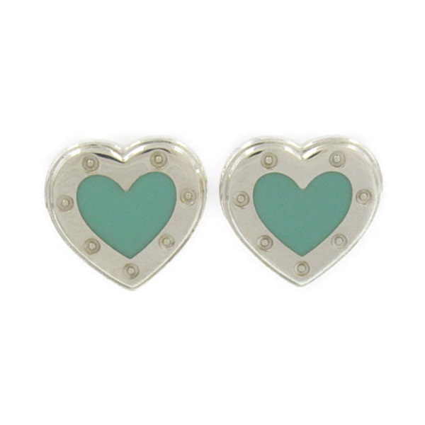 TIFFANY＆CO Return to heart Pierced earrings Silver925 K14WG Blue Used