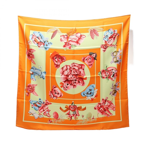 HERMES Carre90 confidents descoeurs Scarf silk Orange multicolor Used Women