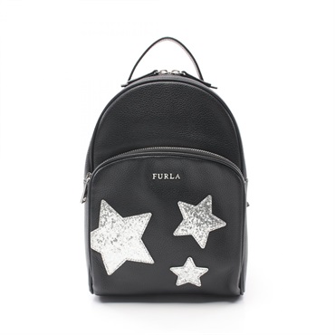 Furla Frida Star Rucksack Backpack leather Black Silver Used Women