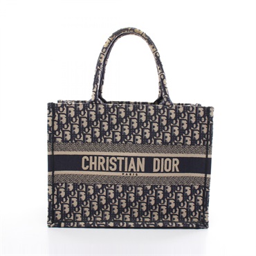 Christian Dior BOOK TOTE Medium Oblique Bag M1296ZRIW canvas Beige Navy Jacquard