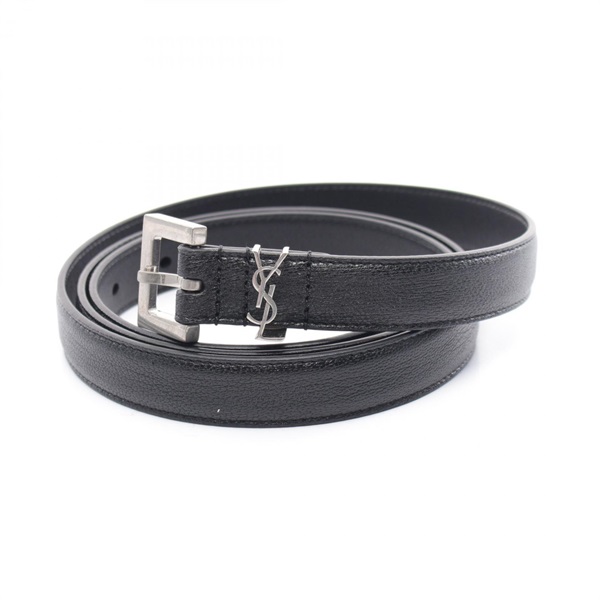 SAINT LAURENT PARIS Cassandra belt 612616 leather Black Used mens