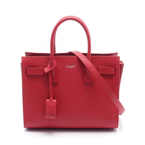 SAINT LAURENT Classic Baby Sac de Jour Hand bag 421859 leather Red Used Women