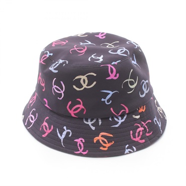 CHANEL COCO Mark hats Fabric Black Multicolor Used Women CC size M