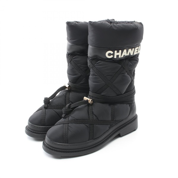 CHANEL Shearing boots G35343Y52745 Nylon Black Used Women size 36 CC Coco