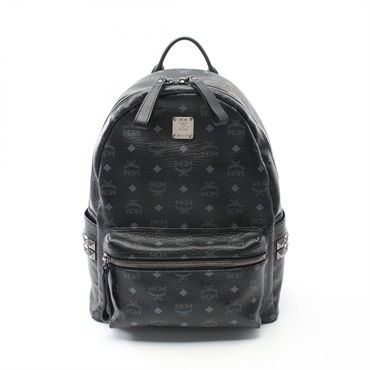 MCM STARK Visetos Rucksack Backpack PVC coated canvas leather Black Used unisex