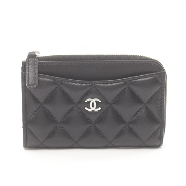 CHANEL CC Matelasse coin purse Wallet AP3179 Lamb leather Black Used Women Coco