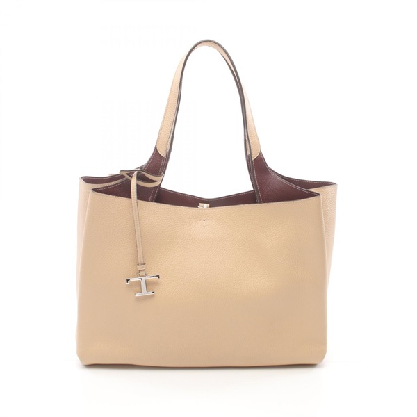 TOD’S Timeless Tote Bag leather Beige Bordeaux Used