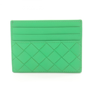 BOTTEGA VENETA Intrecciato Card Case holder leather Green Used