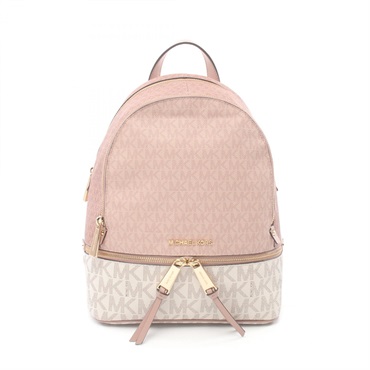 Michael Kors RHEA ZIP MK SIGNATURE Backpack 30S0GEZB2V canvas leather Pink Used