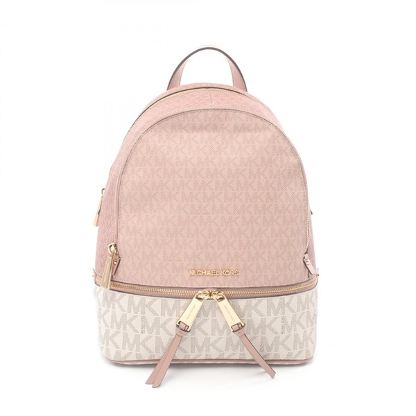 Michael Kors RHEA ZIP MK SIGNATURE Backpack 30S0GEZB2V canvas leather Pink Used