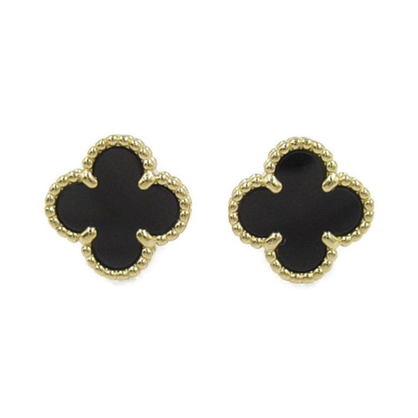 Van Cleef 
Arpels sweet alhambra Pierced earrings 18K yellow gold Onyx Used