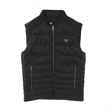 PRADA Down Puffer vest SGH069 polyester Black Used mens #50