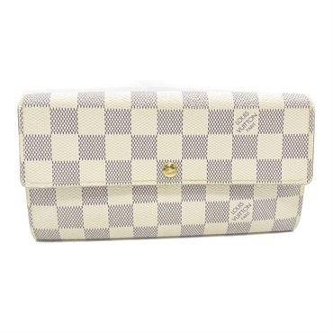 LOUIS VUITTON Portefeuille Sarah Bifold purse N61735 Damier Azur Beige Used LV