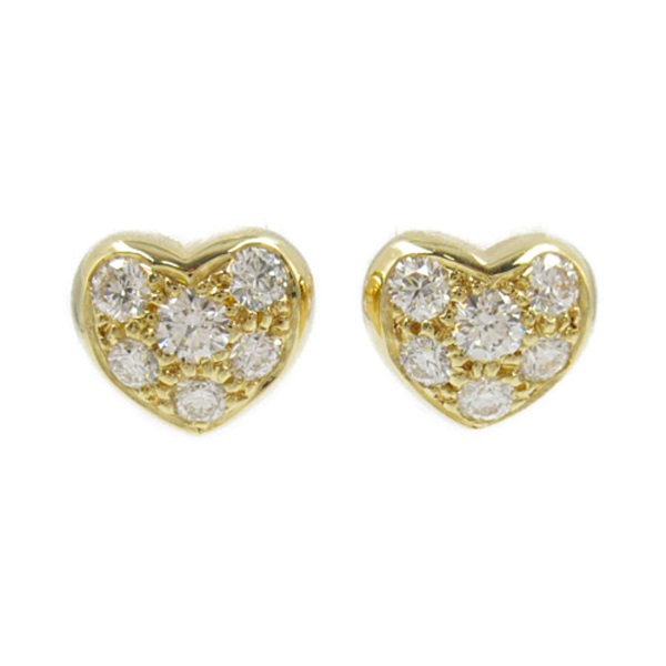 TIFFANY＆CO Pave Diamond heart Pierced earrings K18 Yellow Gold Used