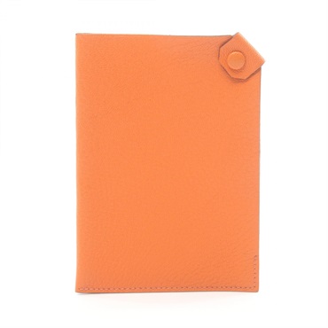 HERMES Tarmac PM Passport Case Notebook cover Chevre leather Orange Used Women L